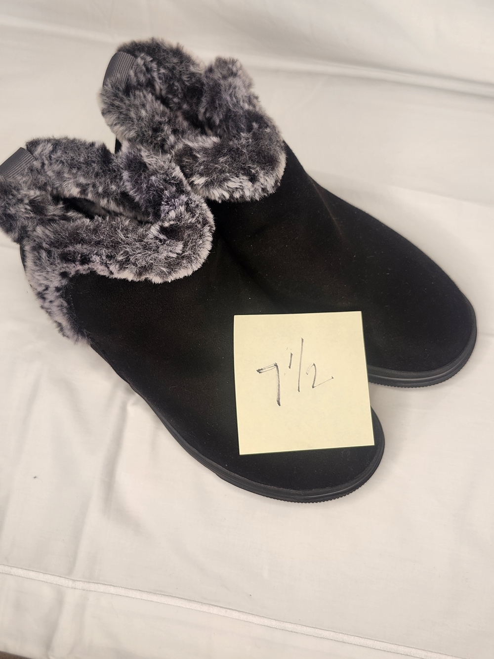 Clarks Black Faux-Fur Cuff Slip-On Winter Shoes - Picture 5 of 7